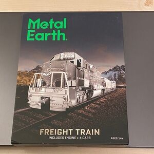 Fascinations Metal Earth Freight Train Engine + 4 Cars 3D Steel Model Kit MMG104